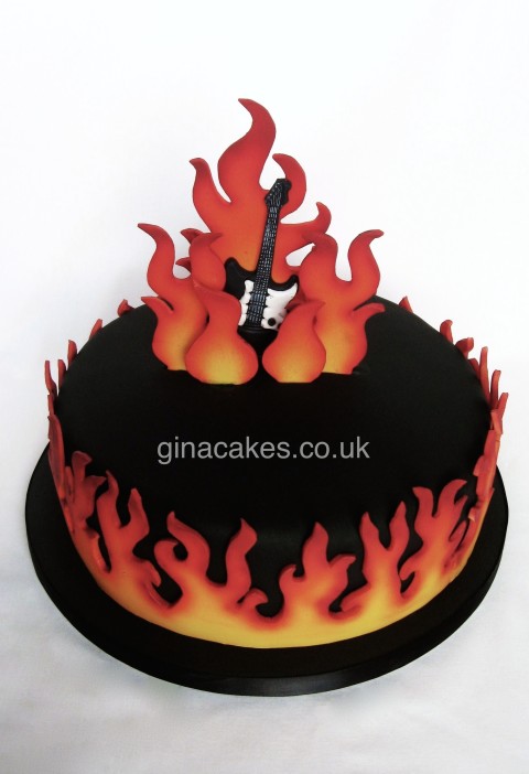 Flaming Guitar Cake
