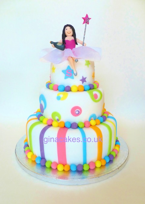 Girls 18th Candy Stripe Cake