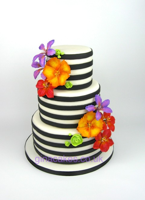 Black & White Striped Wedding cake